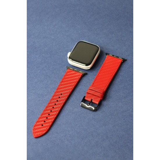 Apple Watch Karbon Kordon Kırmızı