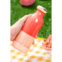 Smoothie Blender Taşınabilir Şarjlı Kişisel Mini Meyve Karıştırıcı 300 ml (Pink- Pembe)