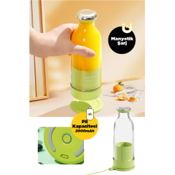 Smoothie Blender Taşınabilir Şarjlı Kişisel Mini Meyve Karıştırıcı 300 ml (Green- Yeşil)