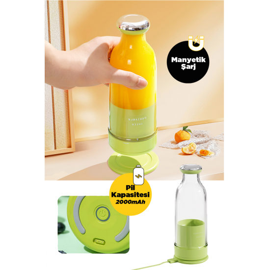 Smoothie Blender Taşınabilir Şarjlı Kişisel Mini Meyve Karıştırıcı 300 ml