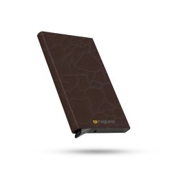 Mekanizmalı Kartlık / Rfid Korumalı Alüminyum Otomatik Mekanizmalı Kredi Kartlık Desenli (TAŞ DESENLİ KAHVERENGİ DERİ)