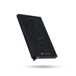 Magsafe Mekanizmalı Kartlık / Rfid Korumalı Alüminyum Otomatik Mekanizmalı Kredi Kartlık Desenli (ÇİZGİSEL KABARTMALI SİYAH)