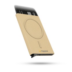 Magsafe Mekanizmalı Kartlık / Rfid Korumalı Alüminyum Otomatik Mekanizmalı Kredi Kartlık Desenli (KLASİK KREM DERİ)