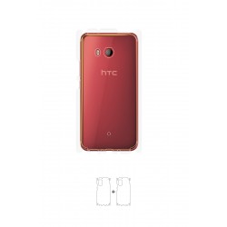 HTC U11 Ekran Koruyucu Film (Parlak Şeffaf Poliüretan Film (150 micron), Arka/Yan)