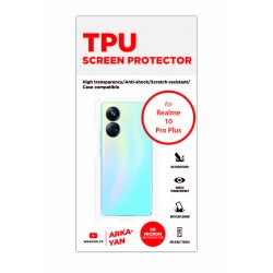 Realme 10 Pro Plus Ekran Koruyucu Poliüretan Film (Arka/Yan, Parlak Şeffaf Tpu Film (80 micron))