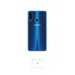 Samsung Galaxy A20S Ekran Koruyucu Poliüretan Film (Parlak Şeffaf Poliüretan Film (150 micron), Arka/Yan)